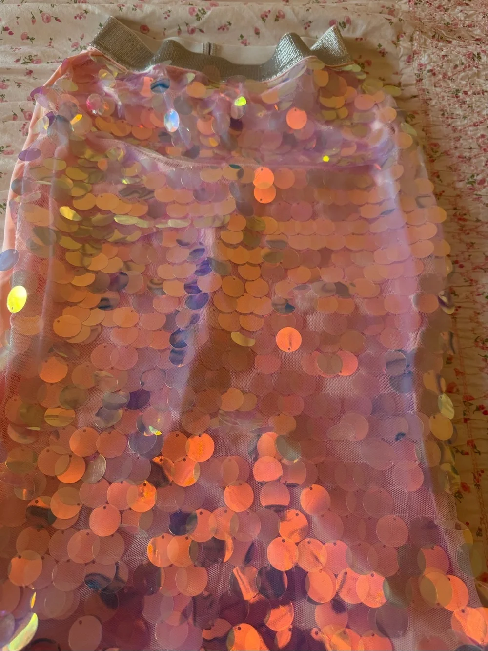 NWT Lola + The Boys Peach Pink Sequin Mermaid Tail Costume Girls Size 6-7